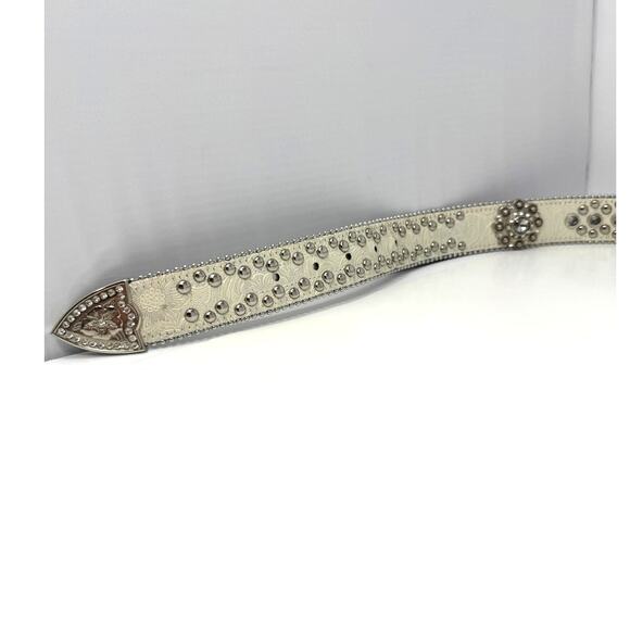 Blazin Roxx Rhinestone Western Belt Cream and Silver Size XL main image 4